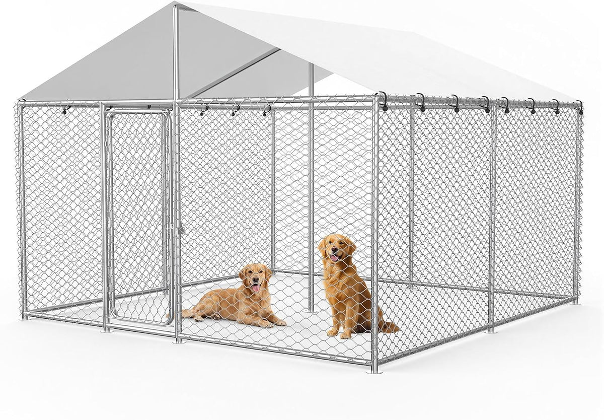 10x10ft large outdoor dog kennel outside, heavy duty, main product view