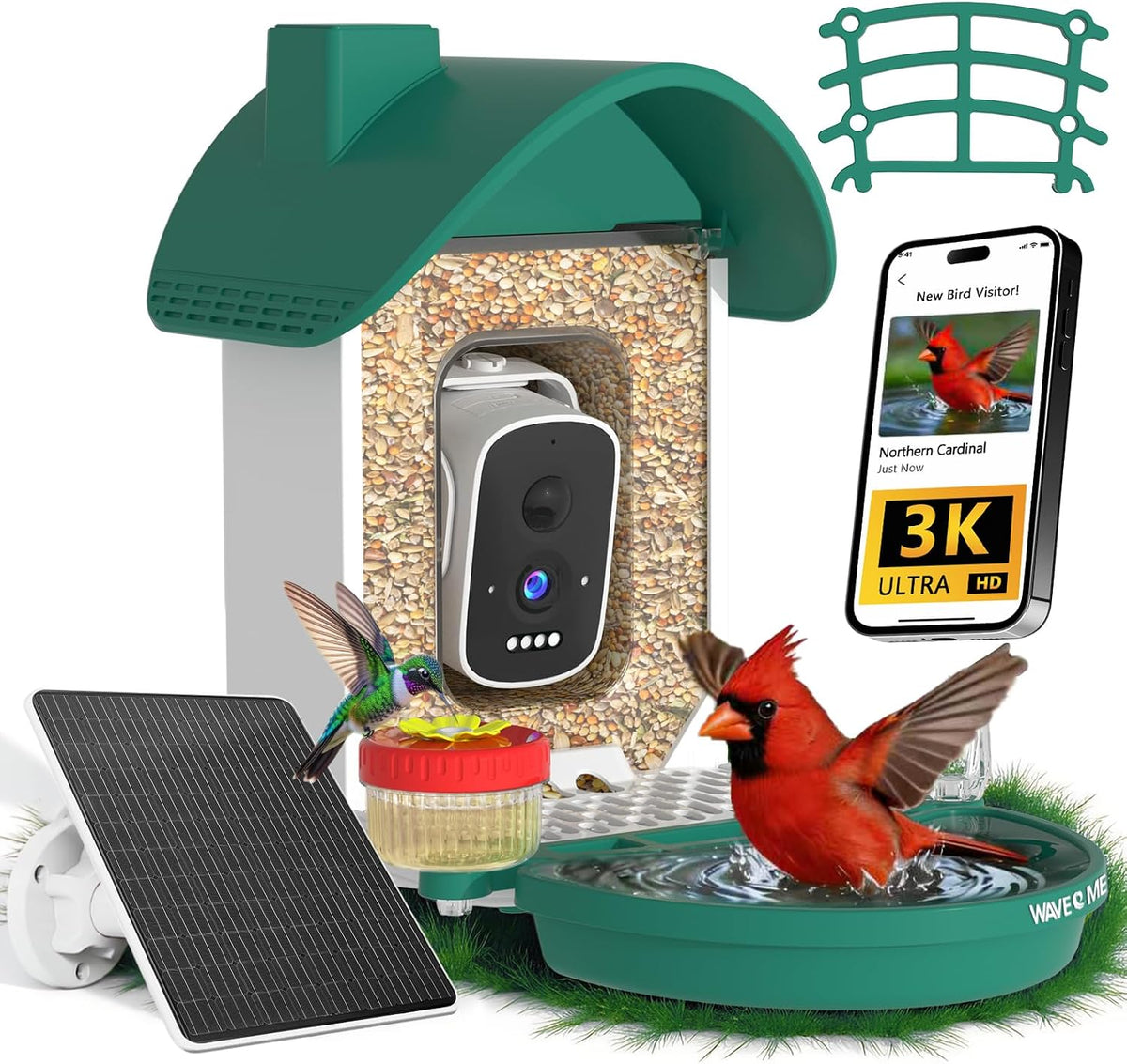 3k smart bird feeder with camera, ai bird, main product view