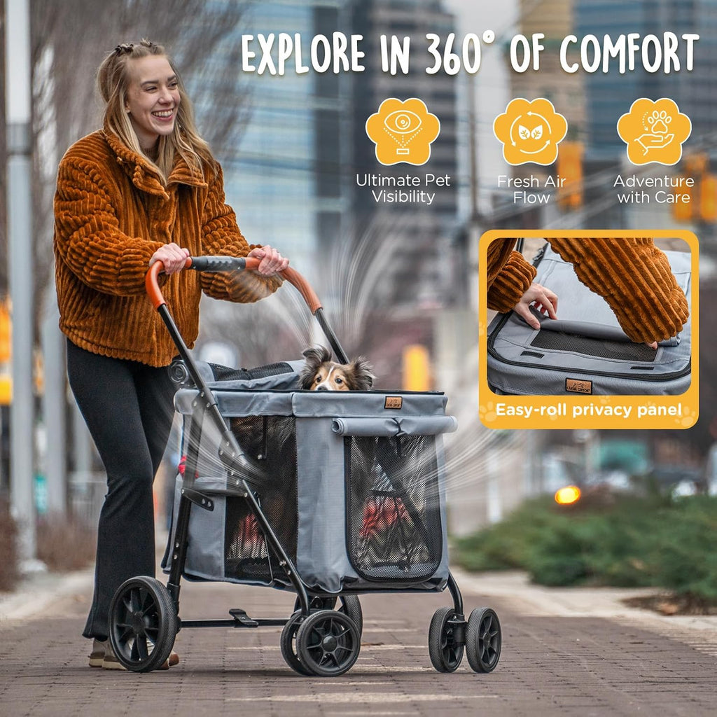 canine canyon scout pet stroller, heavy duty dog showing dimensions