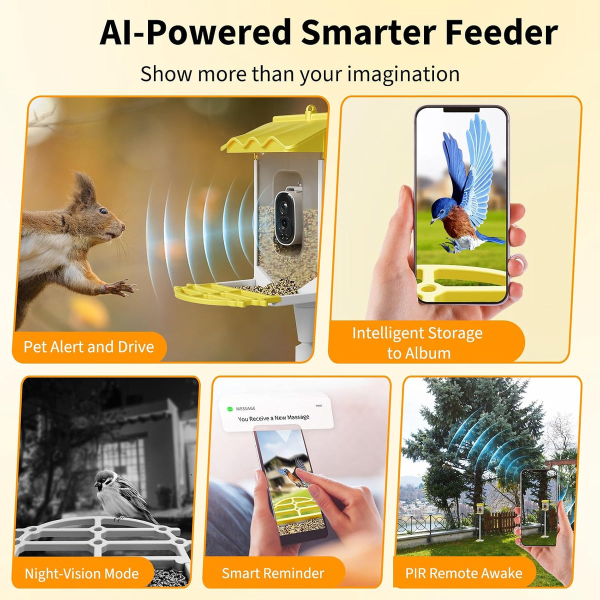 garvee smart bird feeder, 2l capacity, with 4k, close-up detail