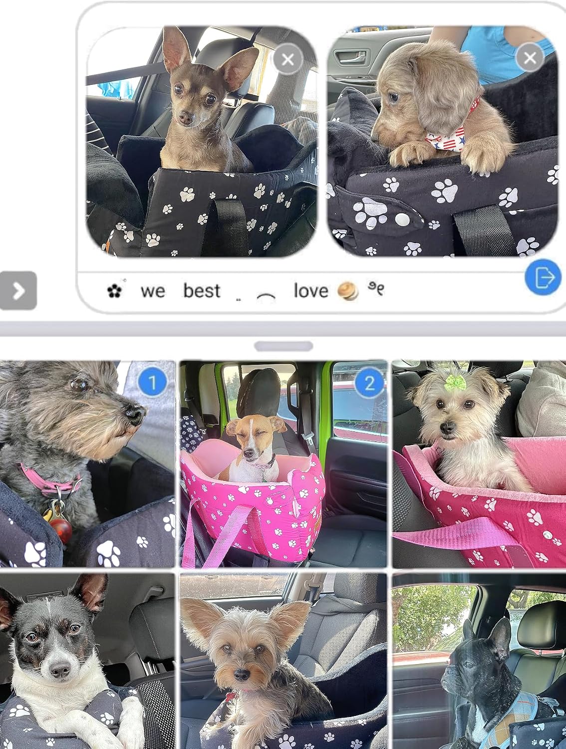 center console dog car seat for medium dogs, front angle view