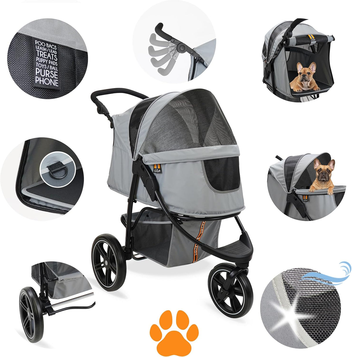 cooper dog & pet robust buggy, jogger holds shown in use
