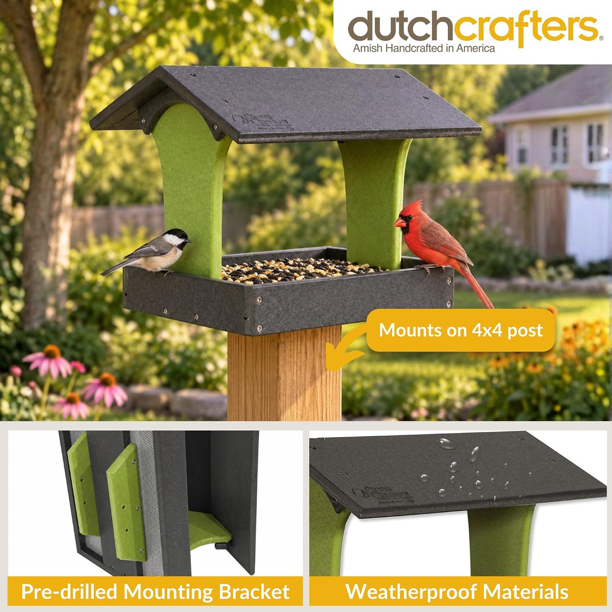 dutchcrafters fly by plastic poly post mount bird, side view