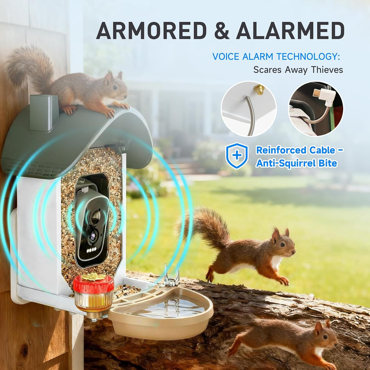 chirpingpal™ ai smart bird feeder with camera |, side view