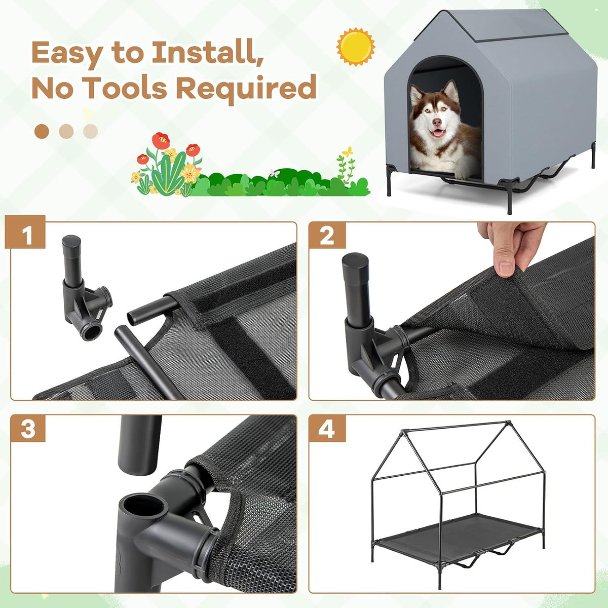 giantex 52 inch dog house outdoor extra large, package contents