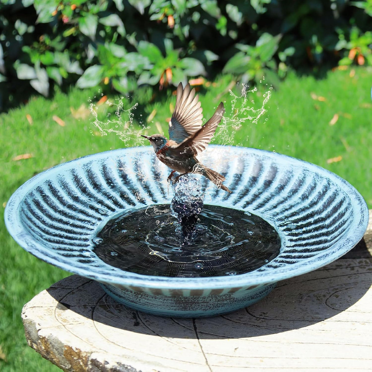 12.3" solar bird bath bowl,metal solar bird bath, main product view