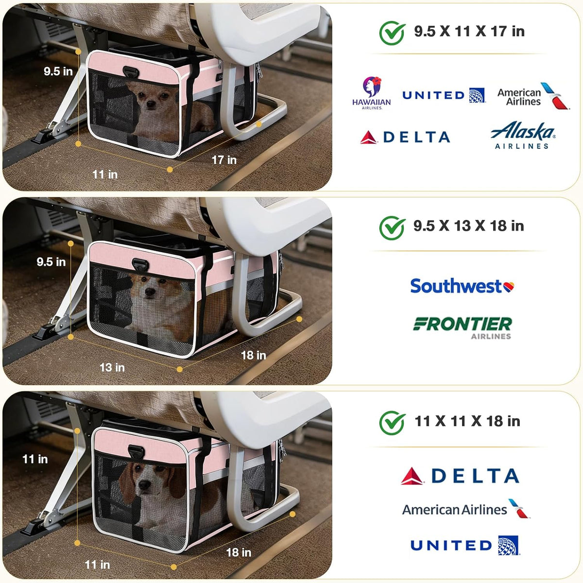 lekereise top-expandable pet carrier 18x13x9.5 inch southwest frontier shown in use