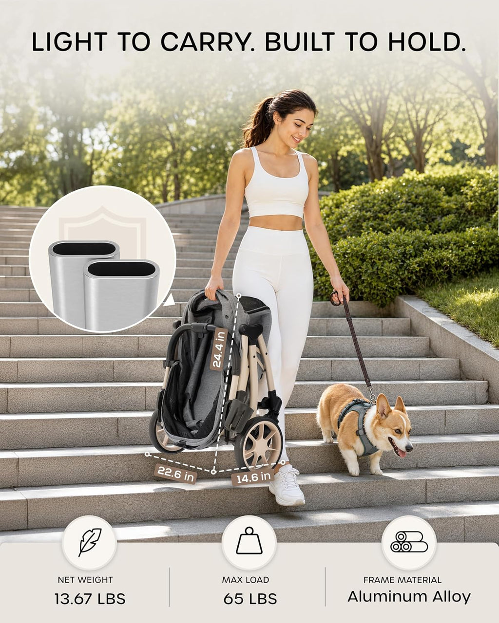 dog stroller for 1/2 small dogs & medium, close-up detail