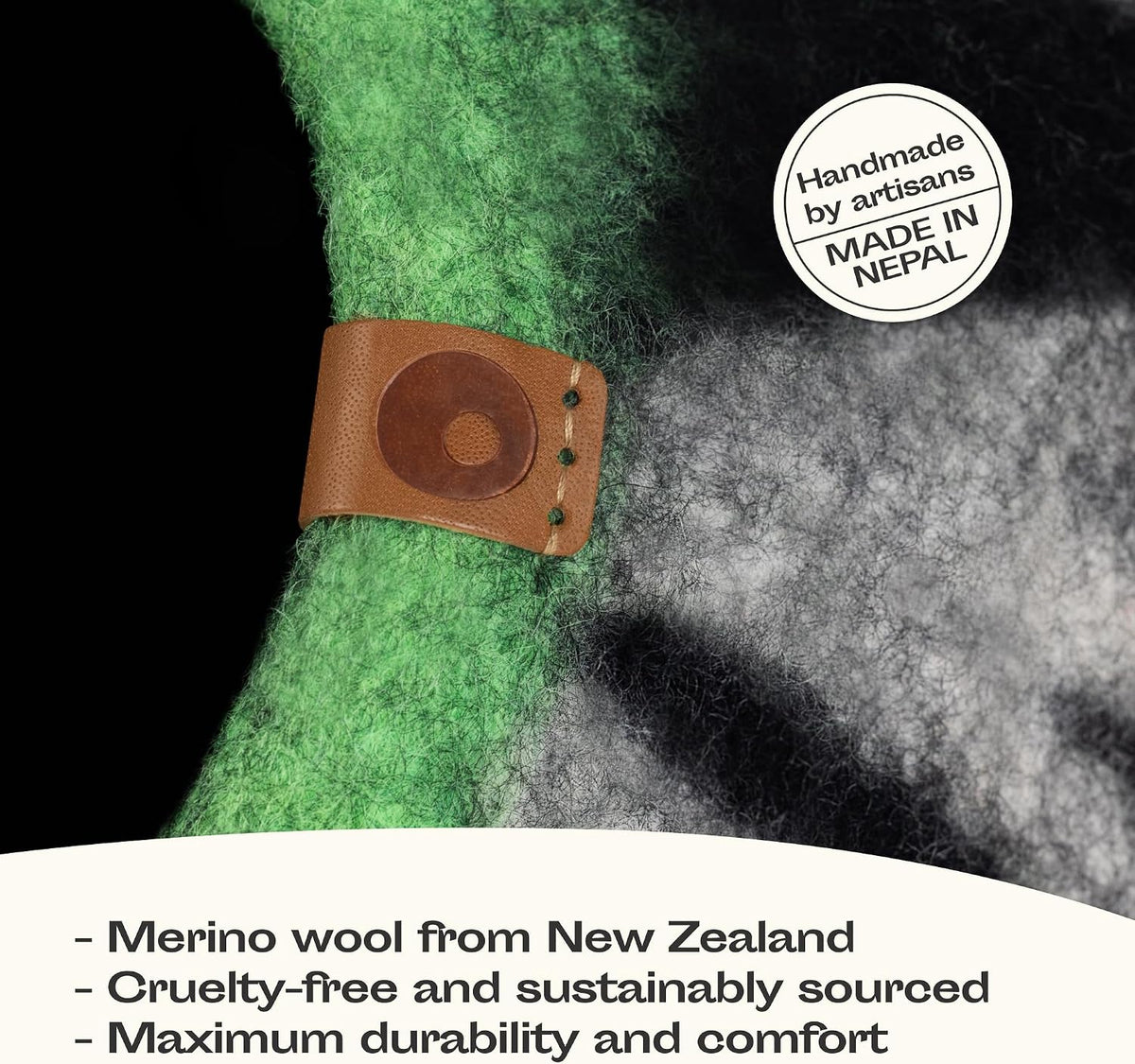 meowfia cat cave - merino wool bed for, close-up detail