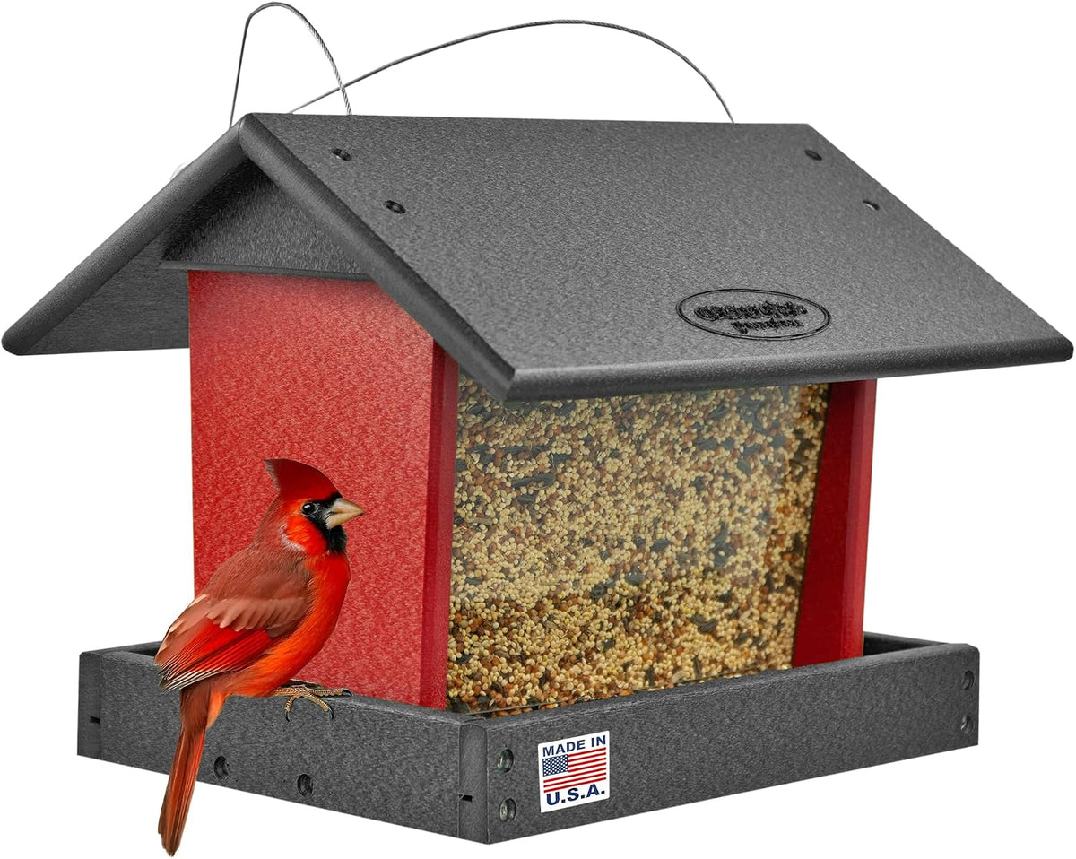 poly hanging hopper bird feeder, large bird feeder, main product view