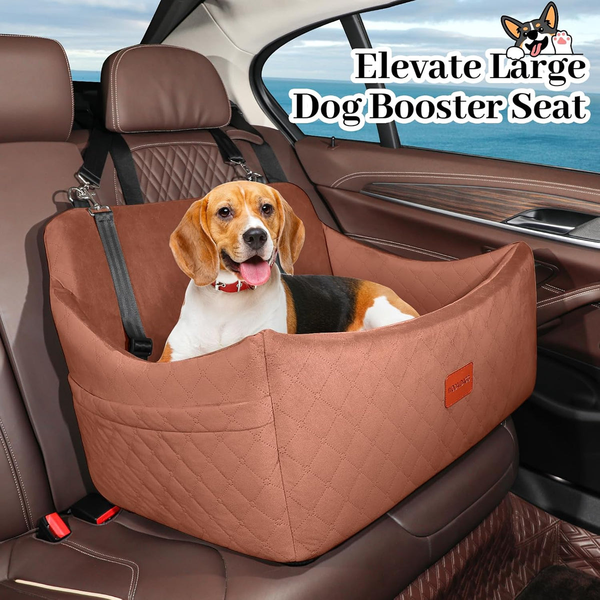 wooaidagg dog car seat for medium & large, side view