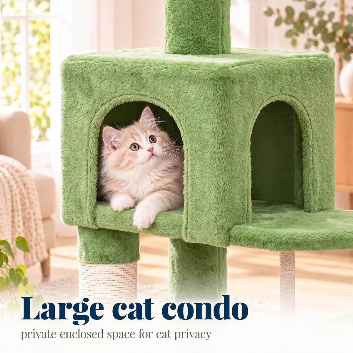 hey-brother cat tree, multi-level sisal covered scratching posts, side view