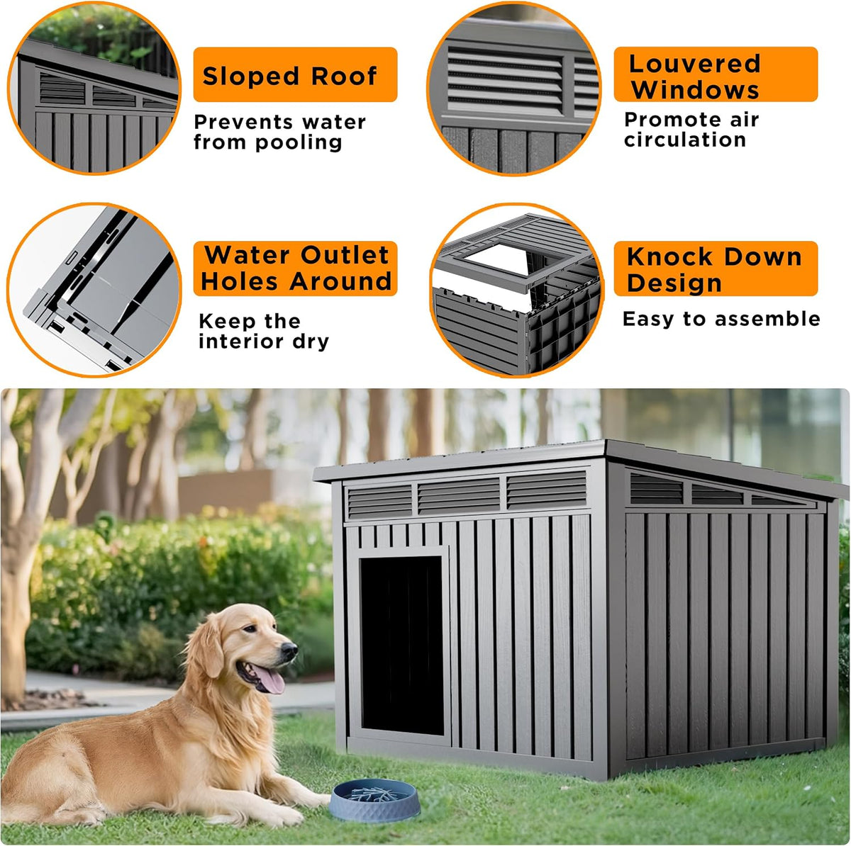 vixzen dog house outdoor & indoor, medium size, side view