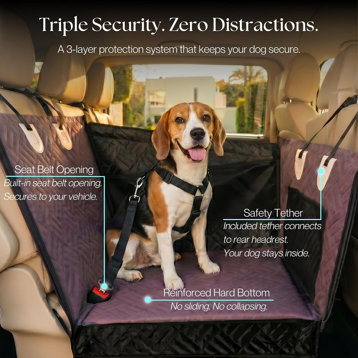 2026 upgraded hard bottom dog car seat for, close-up detail