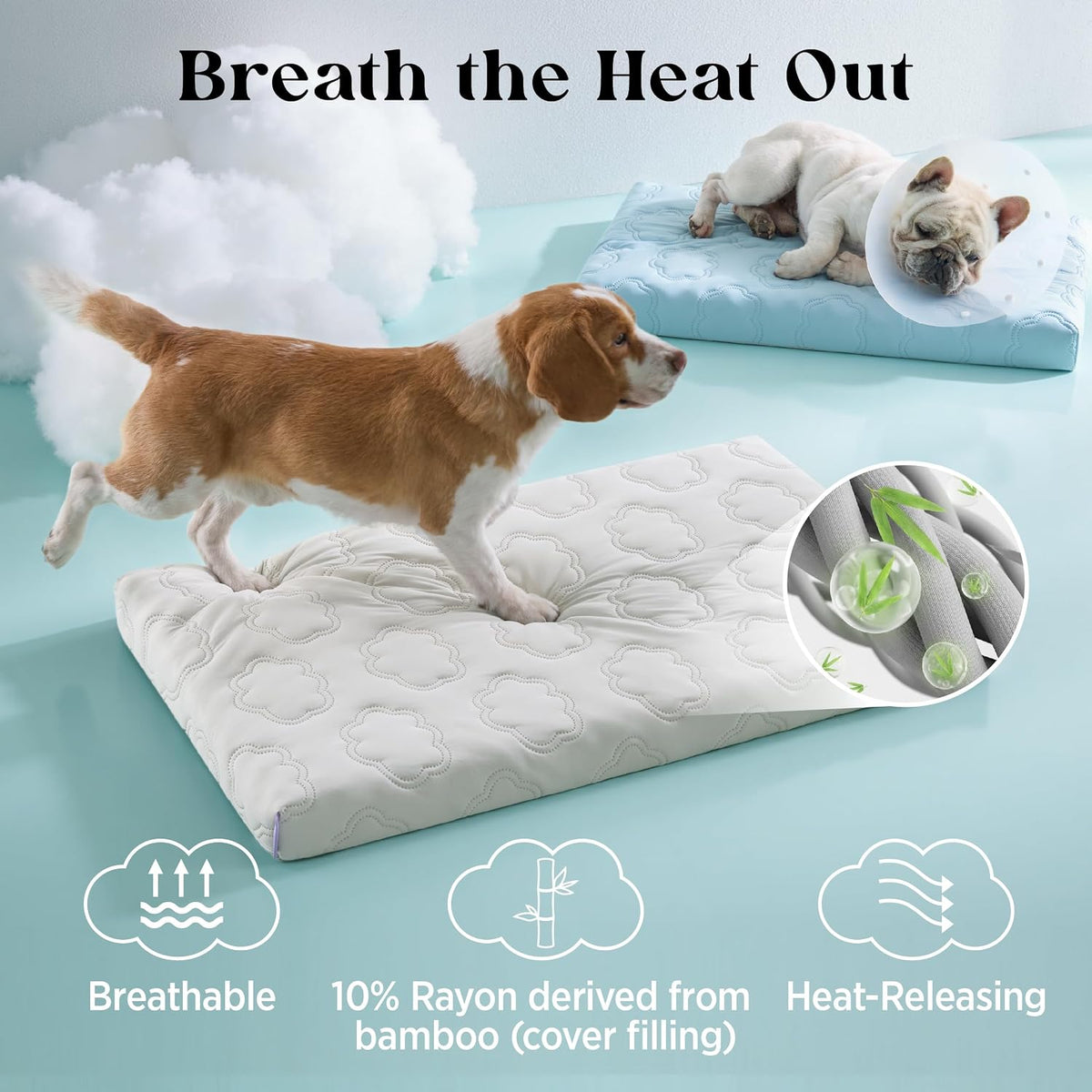 le sure apexcloud™ cooling dog bed for large showing dimensions
