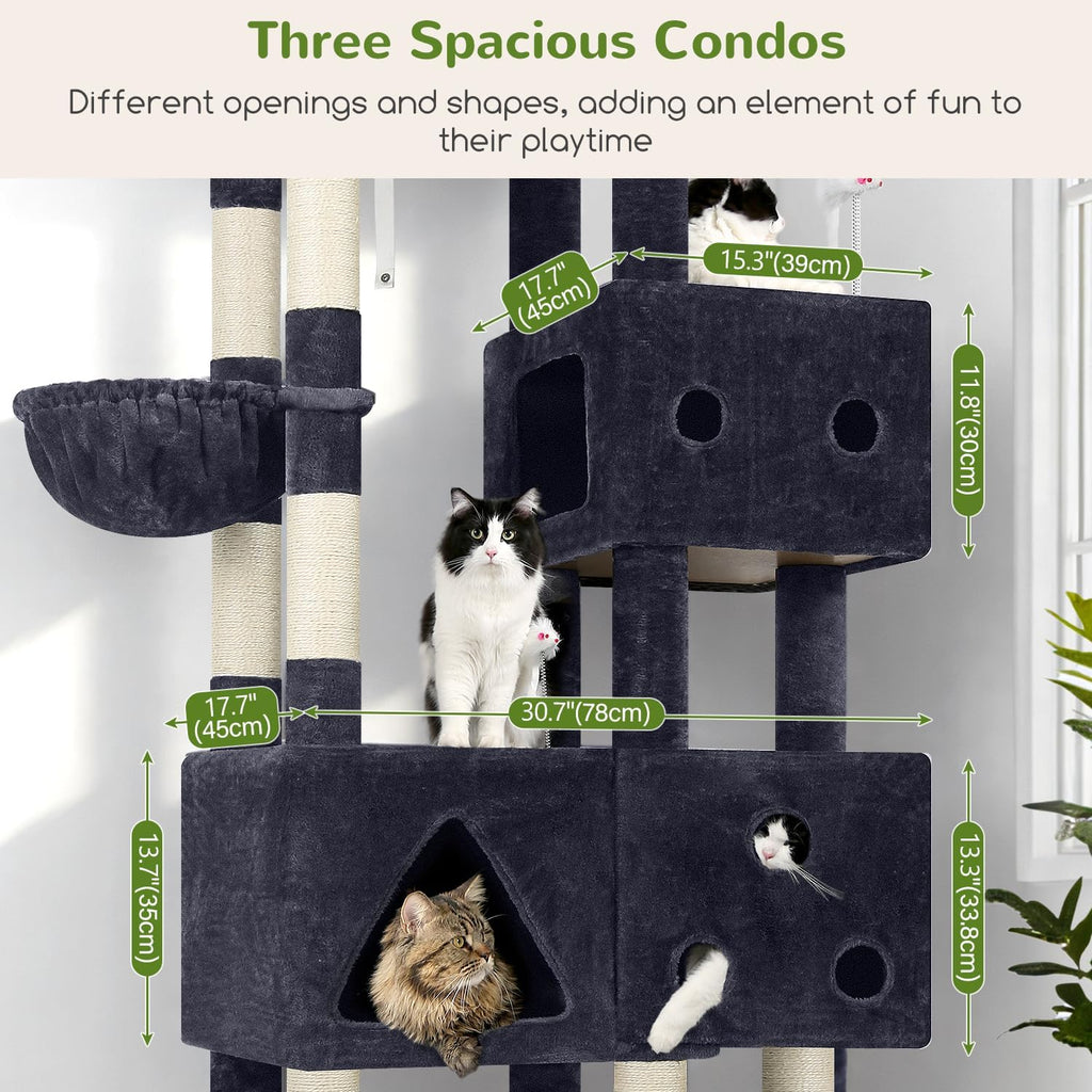globlazer extra large cat tower for big cats showing dimensions