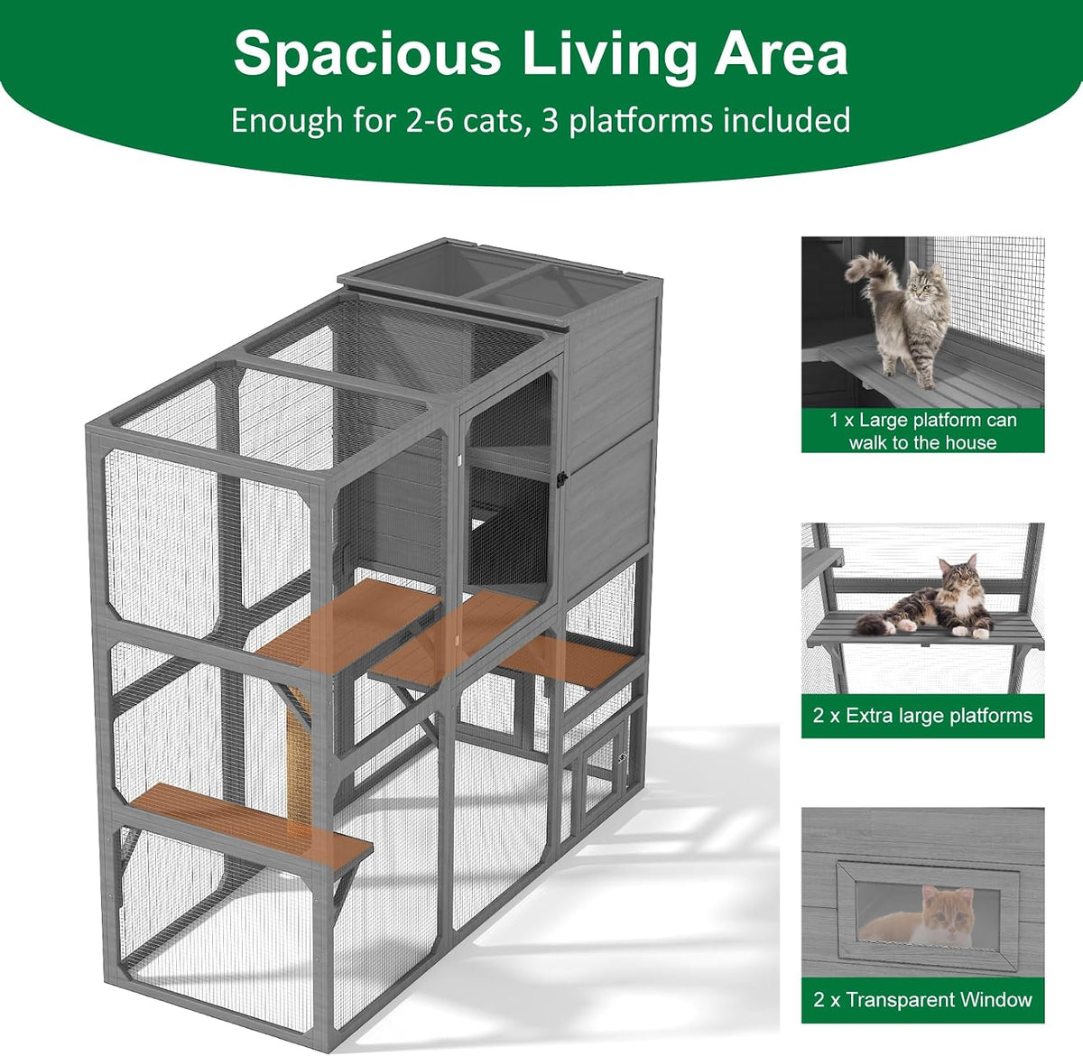 timhaka catio outdoor cat enclosure, 70 inch large shown in use