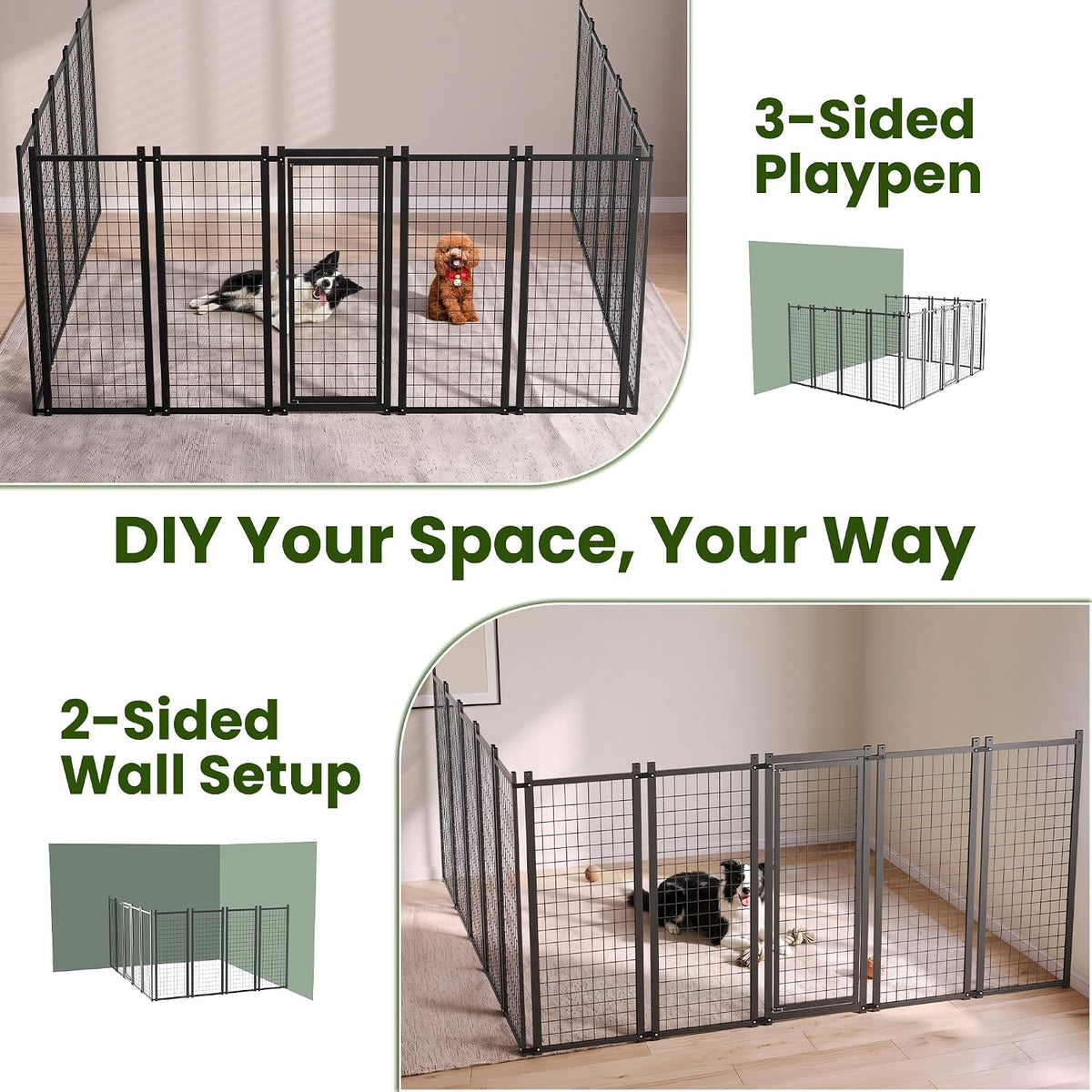 10 x 6 ft outdoor dog kennel with showing dimensions