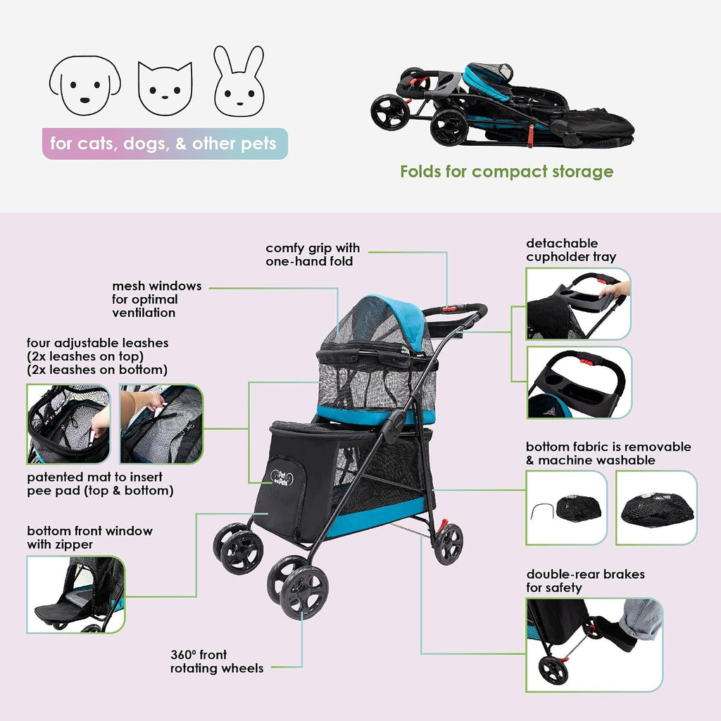 petique pet & pets double decker pet stroller, package contents