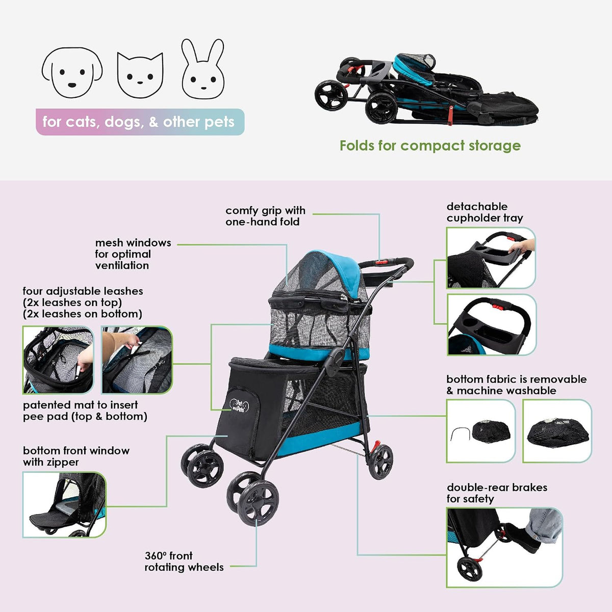 petique pet & pets double decker pet stroller, package contents