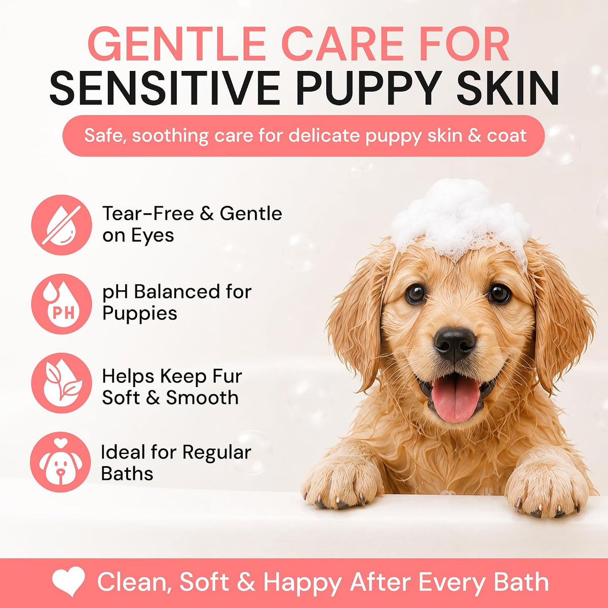 natural puppy shampoo and conditioner tear free with, close-up detail
