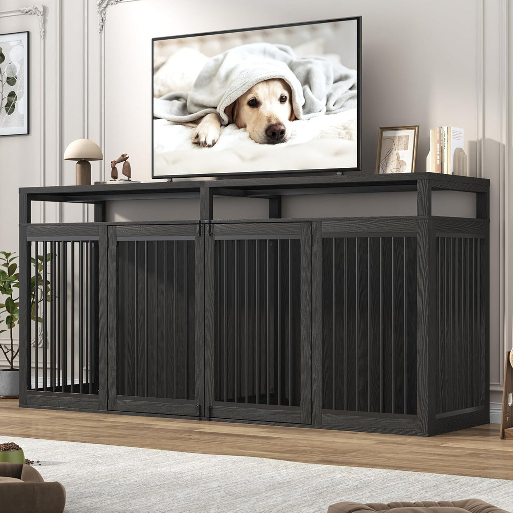 87in farmhouse dog crate tv stand, wooden dog, main product view