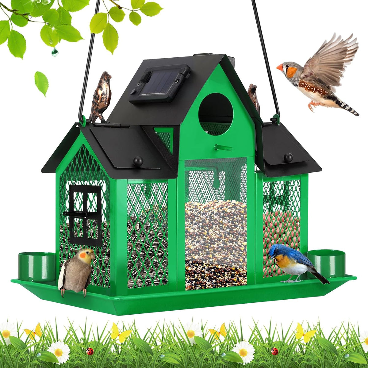 yywmwm solar bird feeders house for outside hanging, main product view