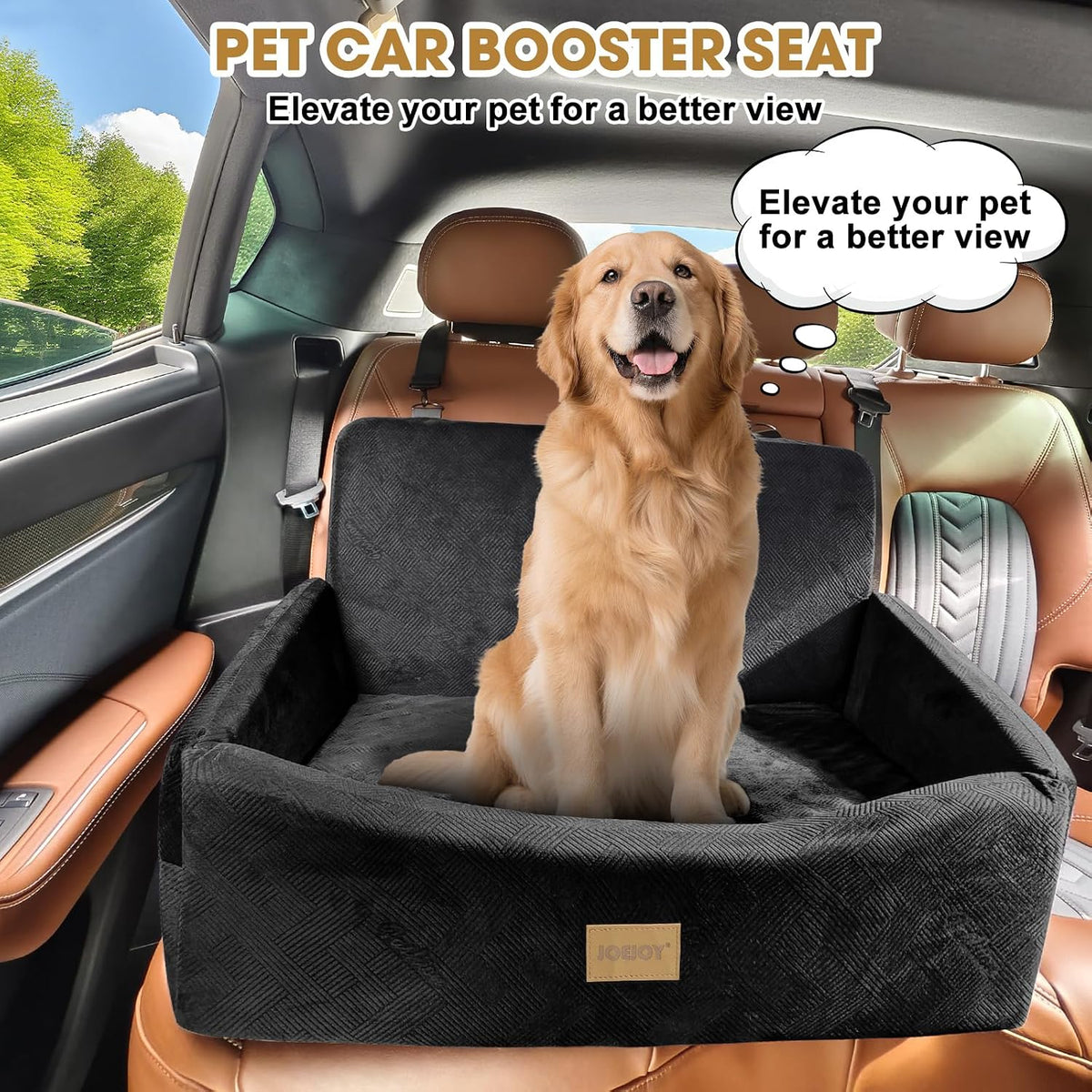 joejoy dog car seat for large medium sized, close-up detail