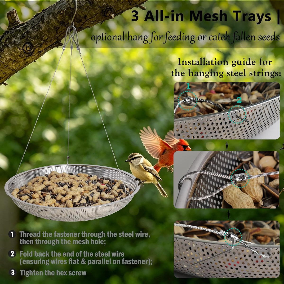 ground bird feeder & bath station set for, side view