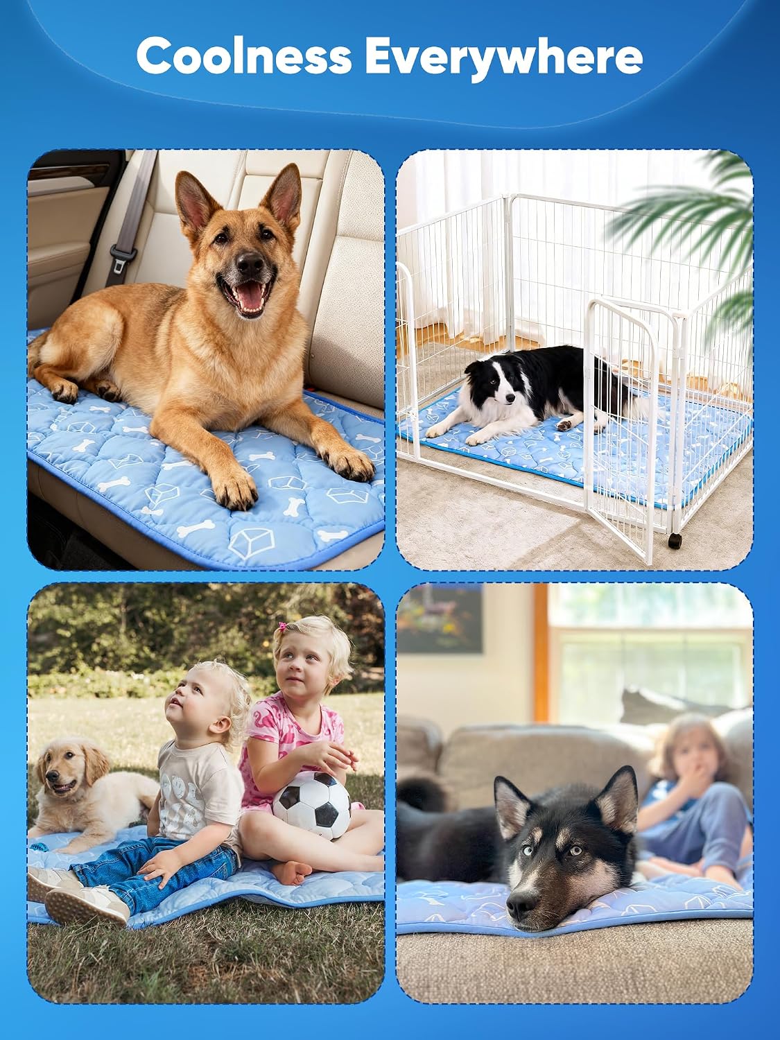 rywell dog cooling mat 2.0, ocean blue,44" x, view 9