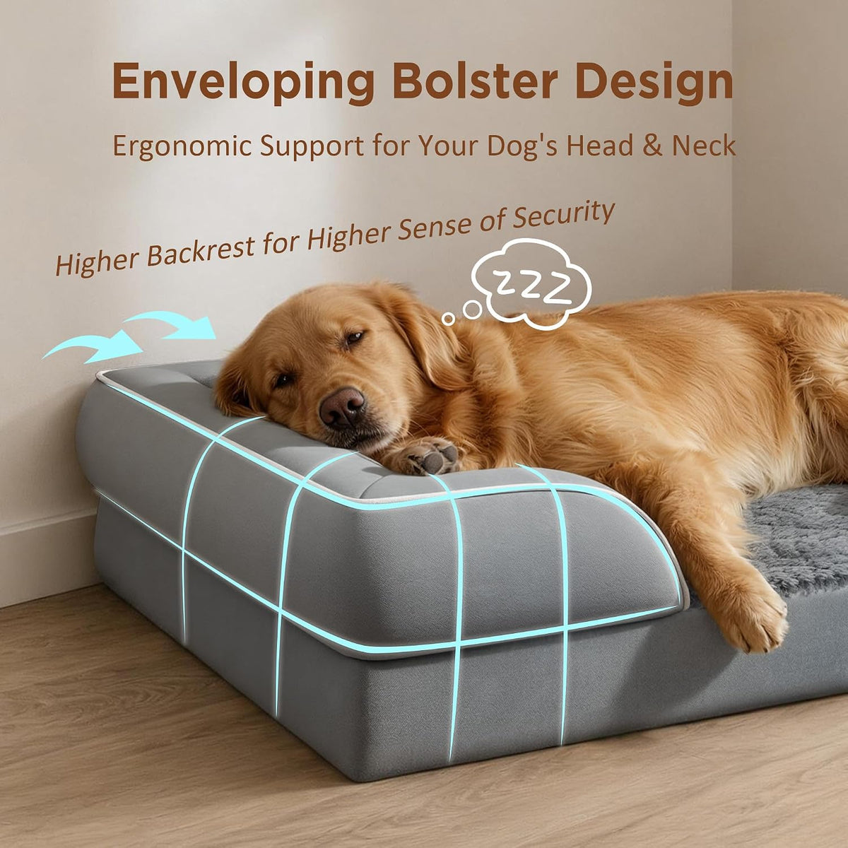 comfort expression waterproof orthopedic dog bed for extra, close-up detail