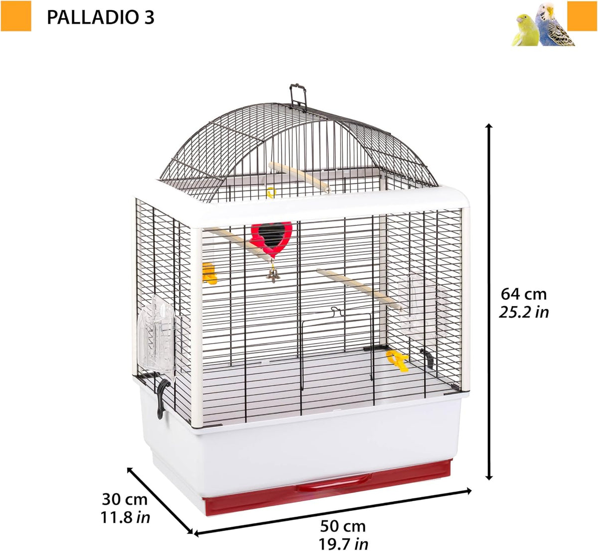 ferplast palladio 3 bird cage, 49 x 30 shown in use