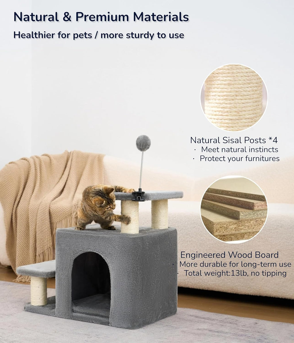happi n pets cat stairs for bed, stable showing dimensions