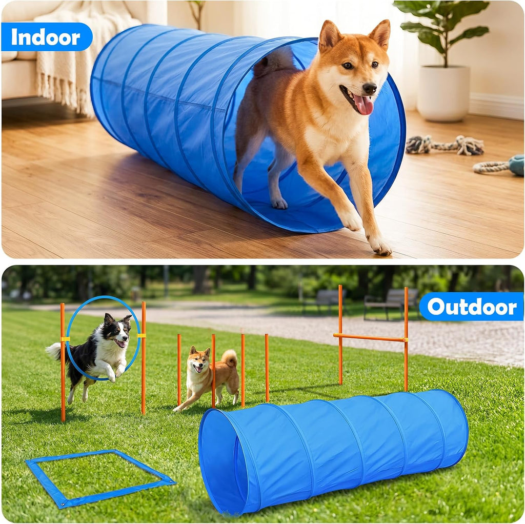 xiaz dog agility course backyard set, dog obstacle showing dimensions