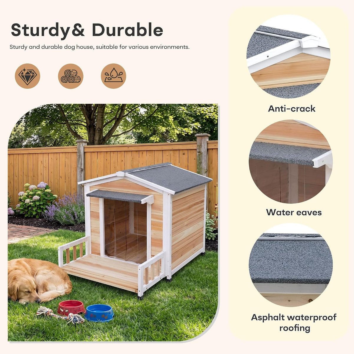 large dog house outdoor elevated wooden dog kennel, package contents