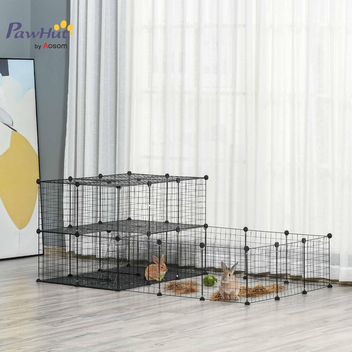 pawhut 47 panels pet playpen small animal playpen shown in use