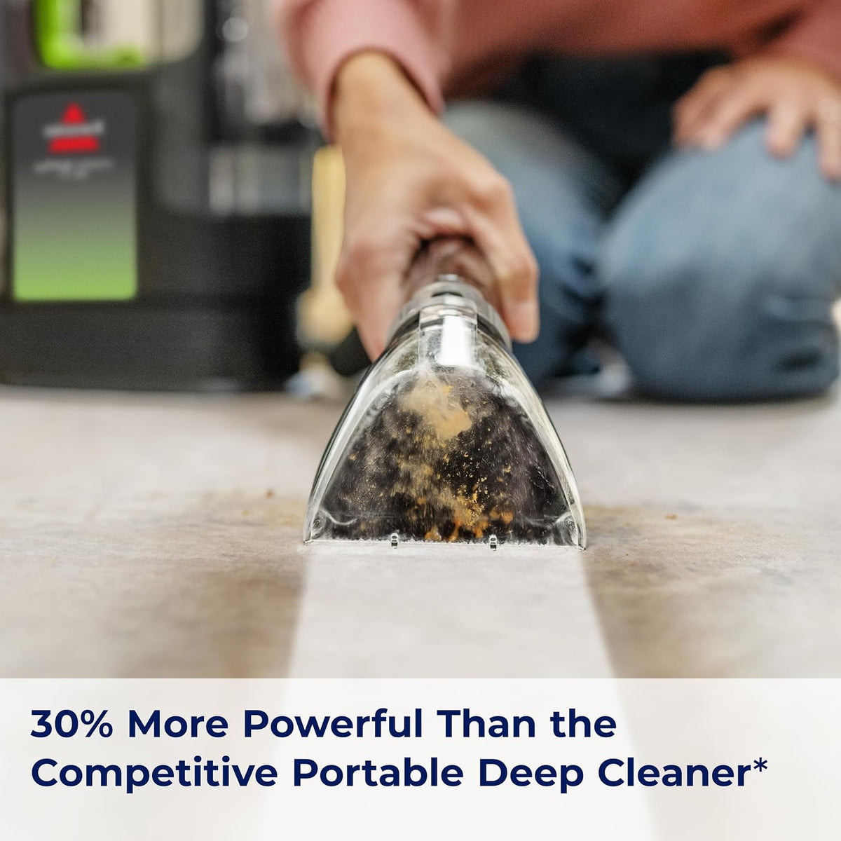 bissell little green max pet portable carpet cleaner, close-up detail