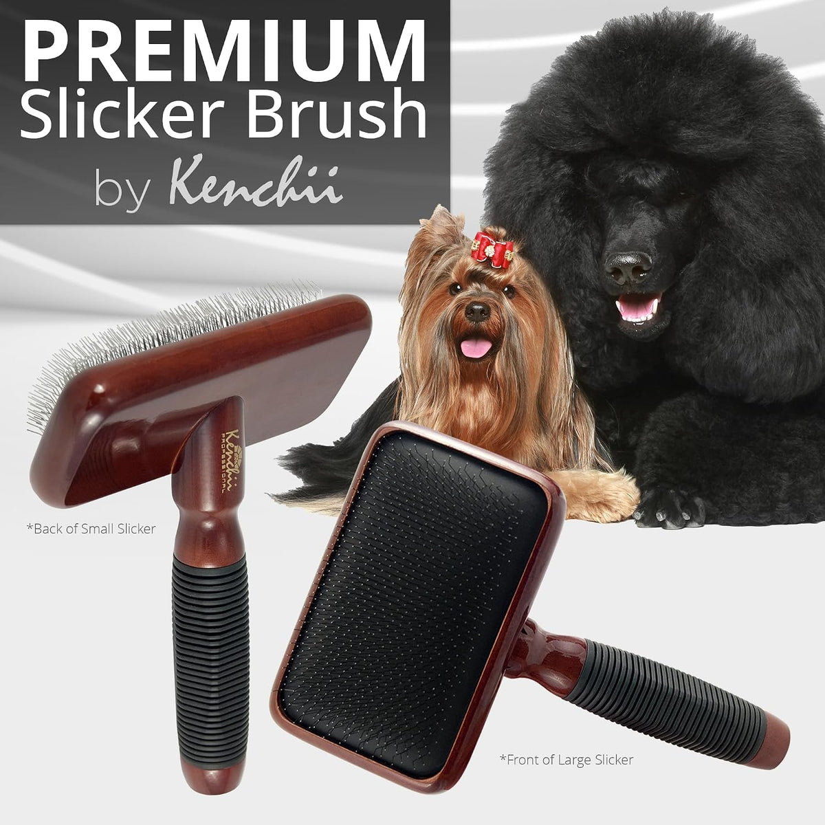 kenchii medium slicker brush for dogs, detangling and, side view