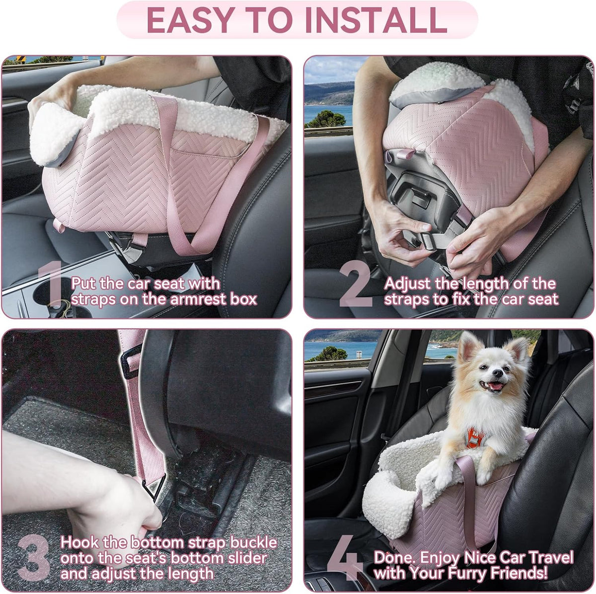petsfit cat car seat, portable console dog car, front angle view