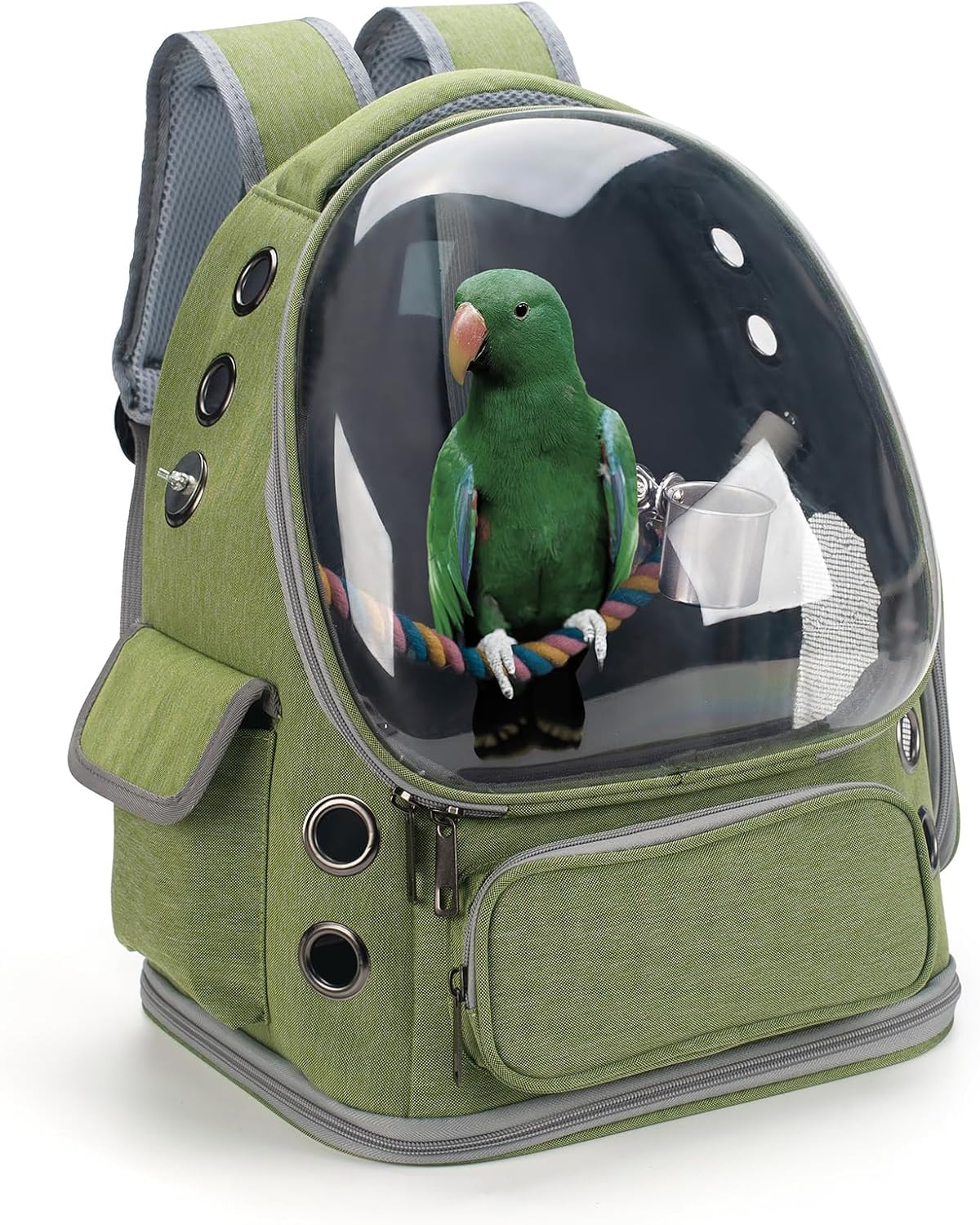 bird backpack carrier travel cage with perch, tray, main product view