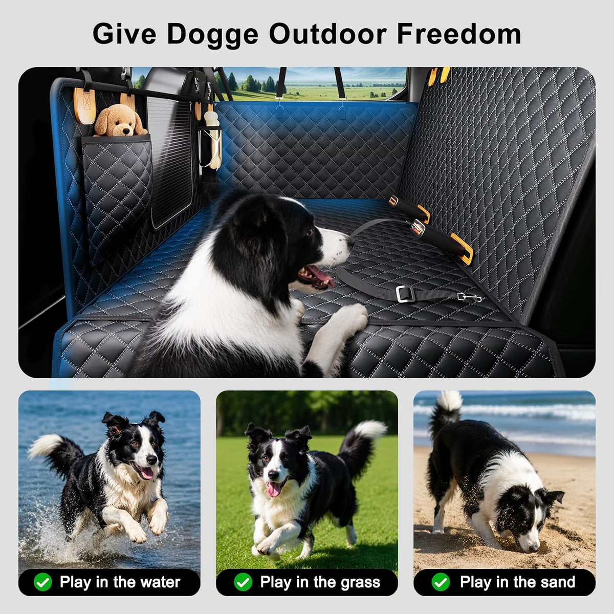 dog car seat cover for back seat, xl showing dimensions