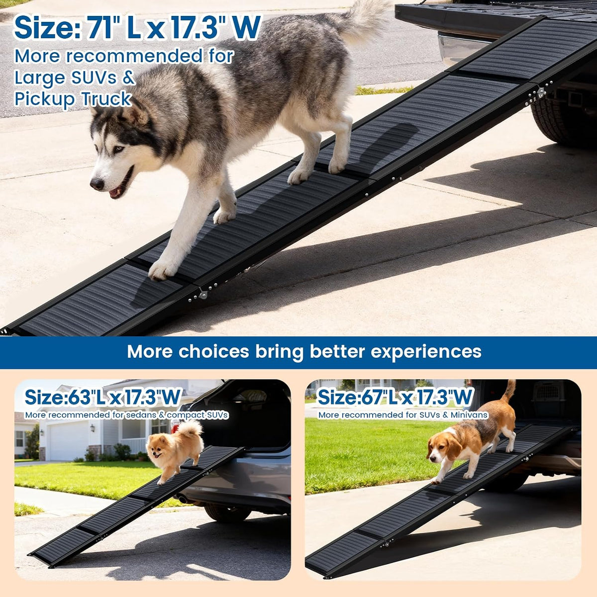 hbtower 71" l x 17.3" w folding dog, side view