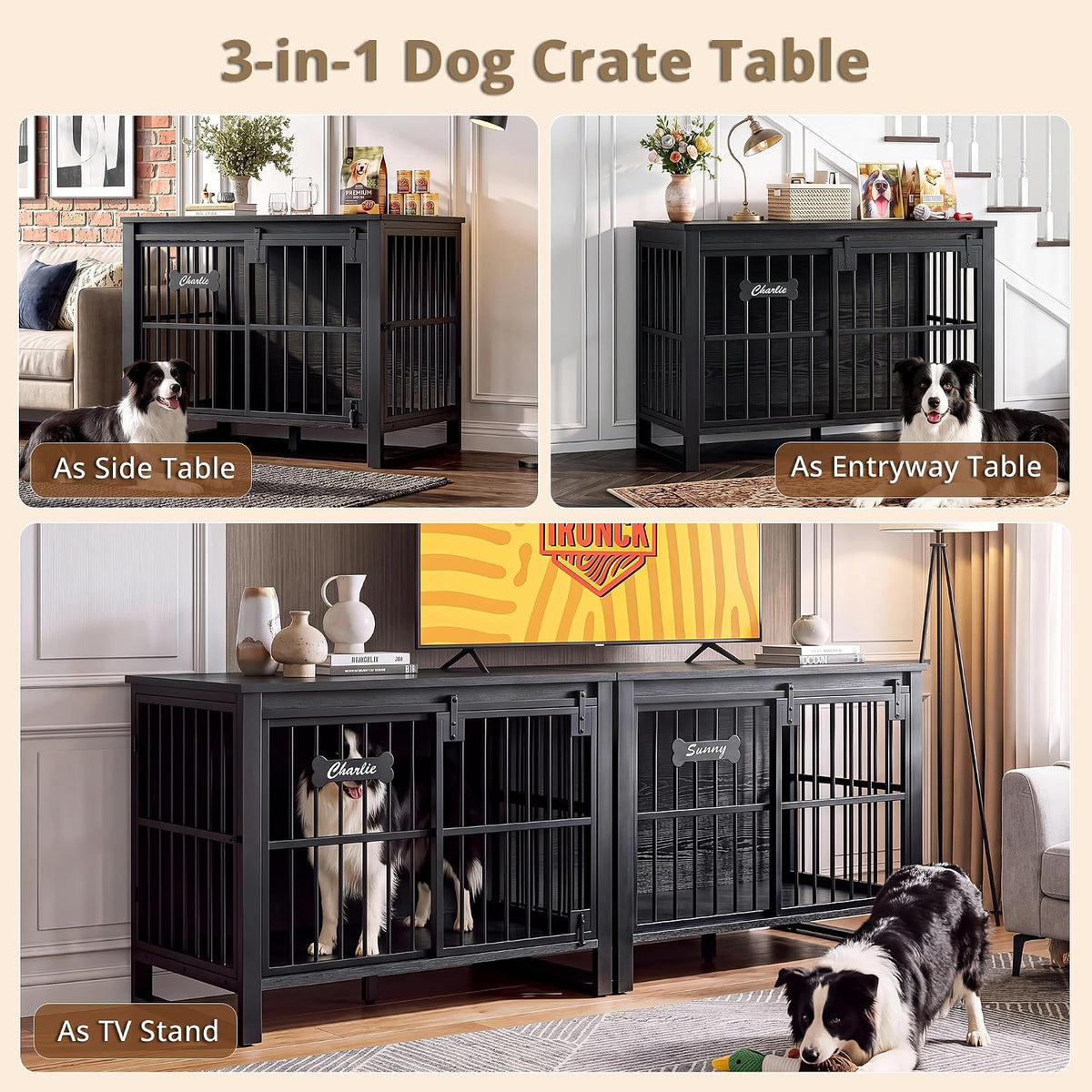 ironck 39.4" l dog crate furniture with sliding, view 9