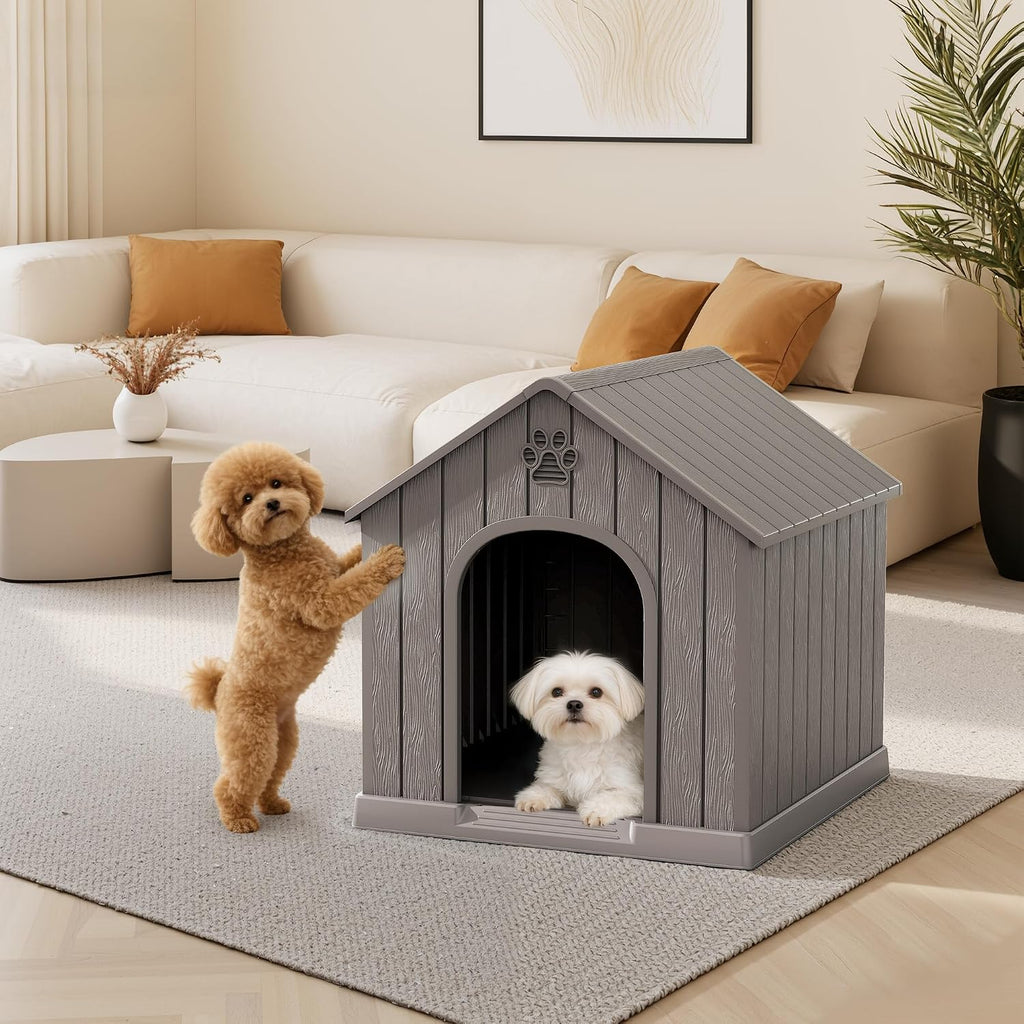 fancyango dog house for small dogs, 26.18''l×24.02''w×25.98''h, grey on a desk or shelf