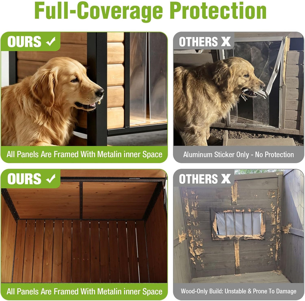 heated dog house outdoor 35.5" large dog kennel, close-up detail