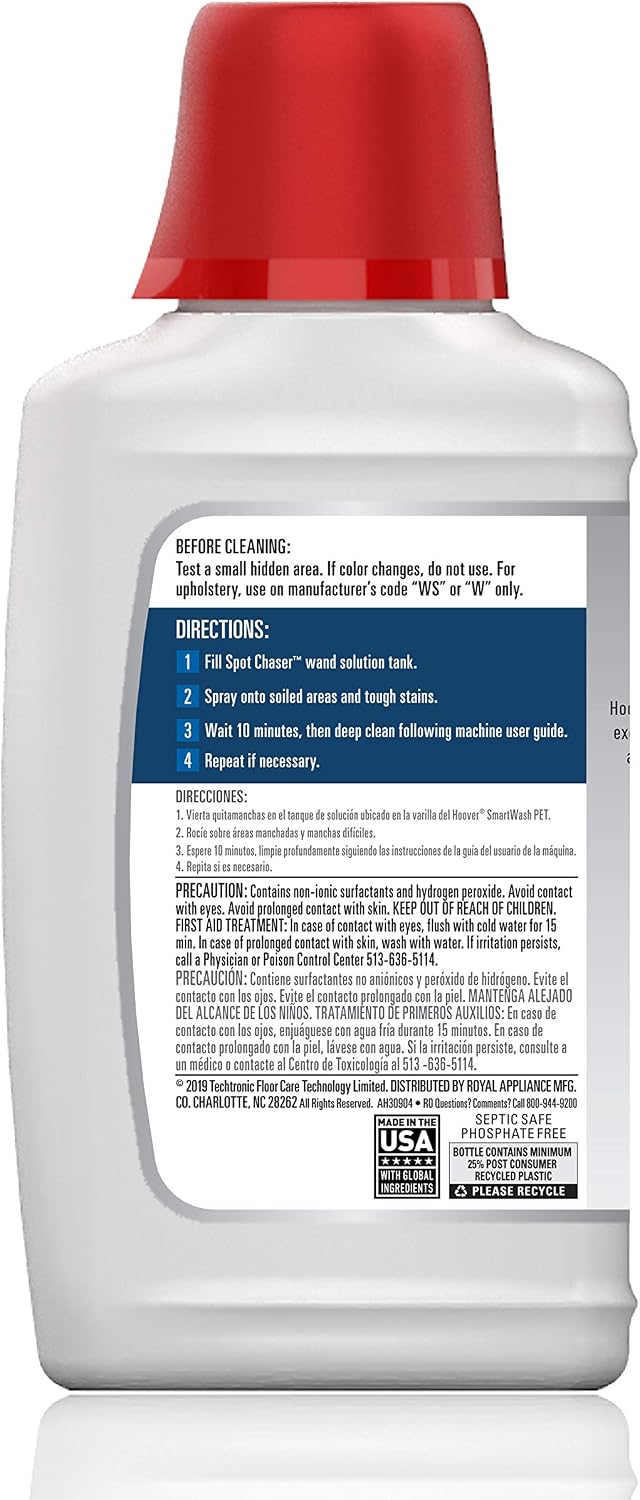 hoover smartwash automatic carpet cleaner spot chaser stain showing dimensions