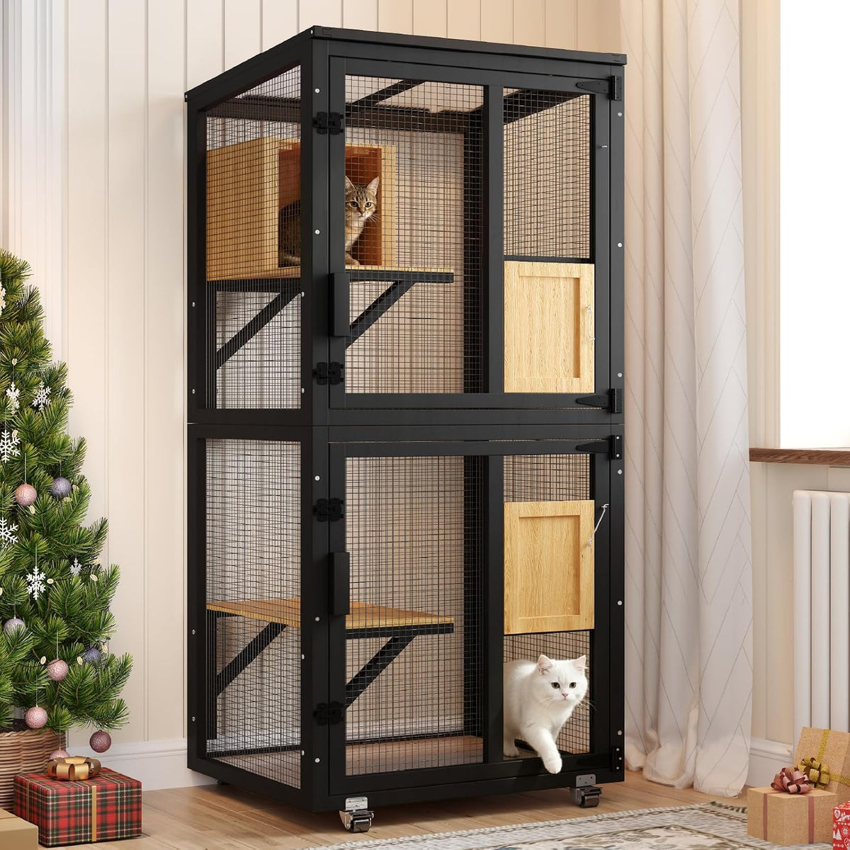 timhaka 4 tier catio outdoor cat enclosure, indoor, main product view