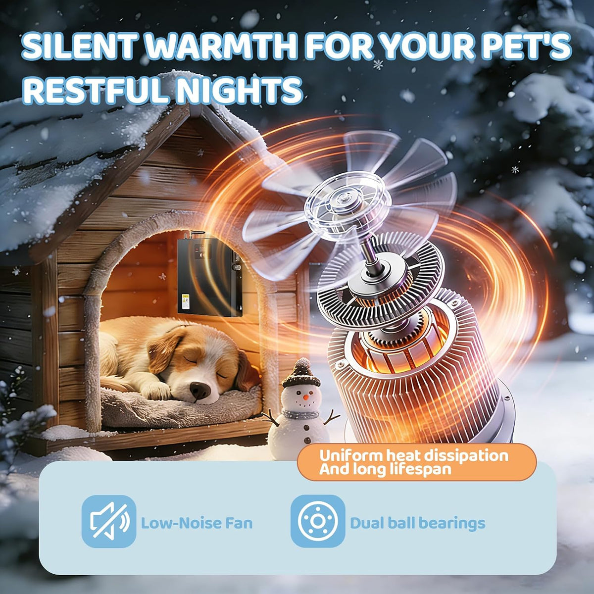 briidea wifi dog house heater 400w with lora showing dimensions