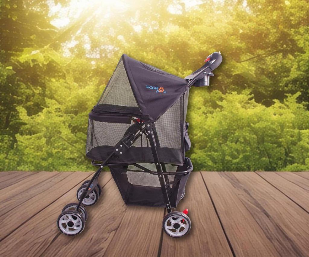 full-window pet stroller 4 wheels for cats &, close-up detail