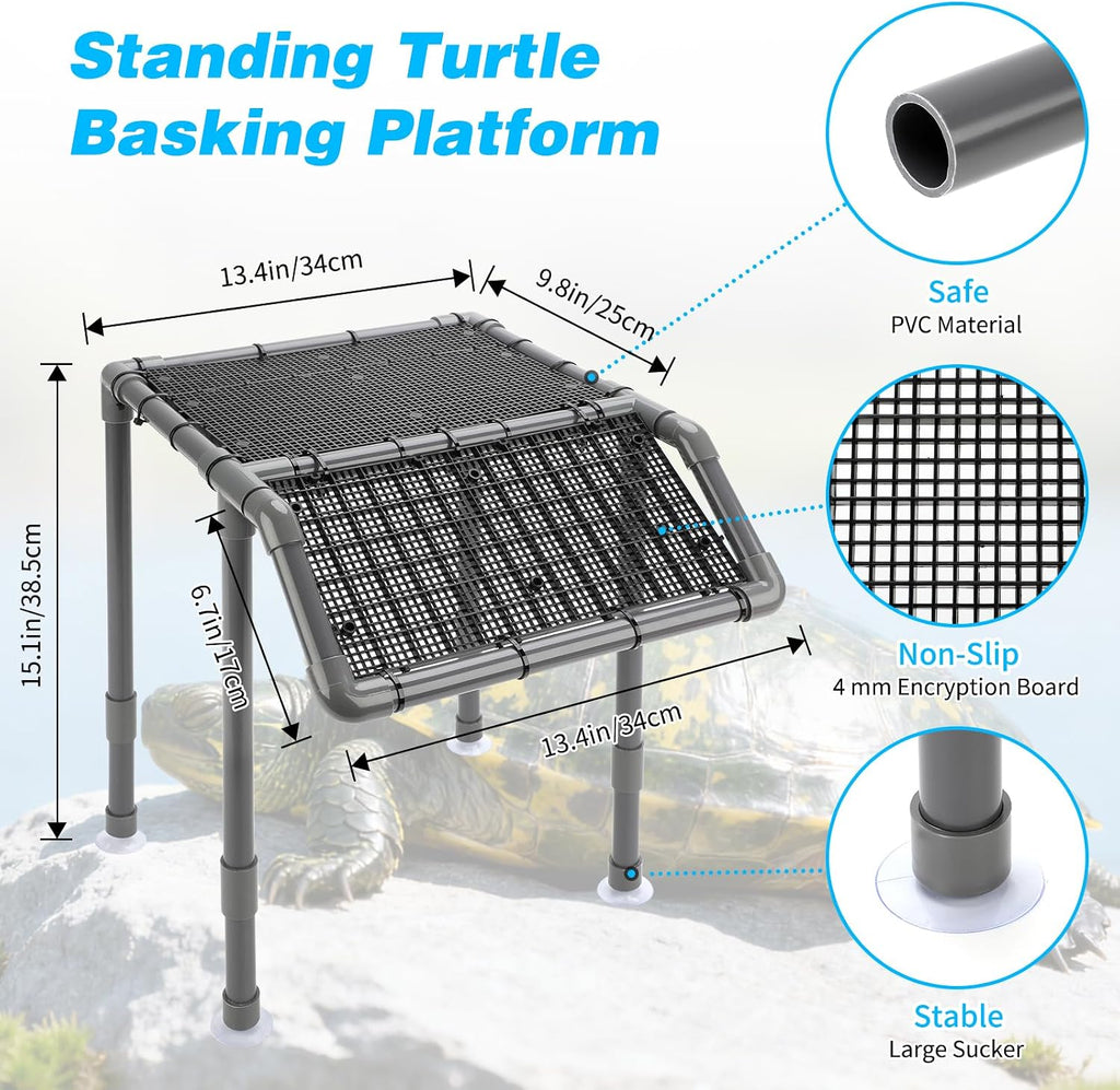 skarus turtle basking platform for 40-125 gallon aquarium shown in use